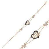 Gümüş Rose Kalpli Kelebek Bayan Bileklik SL2839 thumbnail 1