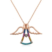 Gümüş Rose Kalpli Melek Bayan Kolye SL2806 thumbnail 1