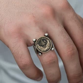 Gümüş Kadem-i Şerif Detaylı Osmanlı Arması Erkek Yüzük SL3613 thumbnail 5