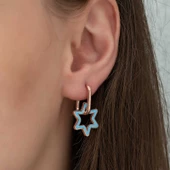 Gümüş Fosforlu Mavi Yıldız Küpe  SL3451 thumbnail 2