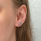 ​Gümüş İki Kalp Çivili Bayan Küpe SL3425 thumbnail 3