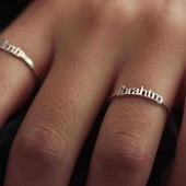 Gümüş Kişiye Özel İsim Yazılabilen Bayan Yüzük SL3196 - 1