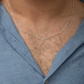 1.8 mm Gümüş Figaro Zincir - 0.50 mikron SL3341 thumbnail 5