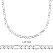7.20 mm Gümüş Figaro Zincir - 200 mikron SL3350 - 1