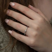 Gümüş Beştaşlı Mekik Bayan Yüzük SL3647 thumbnail 6