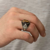 Gümüş Kaplangözü Taşlı İşlemeli Erkek Yüzük  SL3525 thumbnail 3