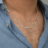 6.30 mm Gümüş Figaro Zincir - 180 mikron SL3348 thumbnail 8