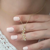 Gümüş Gold Sarmaşık Bayan Kolye SL3627 thumbnail 3