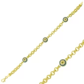 ​Gümüş Gold Sosyete Gözlü Zincir Bileklik SL3526 thumbnail 1