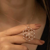 Gümüş Rose Yaşam Çiçeği Kolye  SL3465 thumbnail 3