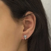 Gümüş Renkli Çiçek Bayan Küpe  SL3435 thumbnail 2