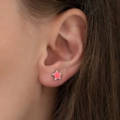 Gümüş Fosforlu Pembe Yıldız Küpe SL3430 thumbnail 2