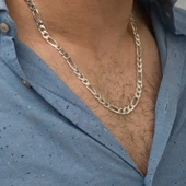 7.20 mm Gümüş Figaro Zincir - 200 mikron SL3350 thumbnail 8