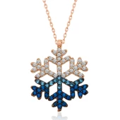 Gümüş Rose Mavi Taşlı Kar Tanesi Kolye SL3632 thumbnail 4