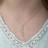 Gümüş Gold Sarmaşık Bayan Kolye SL3627 thumbnail 2