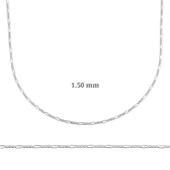 1.50 mm Gümüş Figaro Zincir - 0.40 mikron SL3193 thumbnail 1