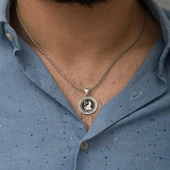 Gümüş Üç Hilal Kurt Kolye SL3477 thumbnail 3