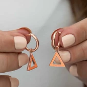 Gümüş Fosforlu Turuncu Üçgen Küpe SL3391 thumbnail 3