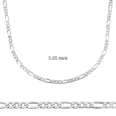 5.65 mm Gümüş Figaro Zincir - 160 mikron SL3347 thumbnail 6