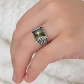 Gümüş Zeytin Yeşili Zirkon Taşlı Çocuk Erkek Yüzük T7337 thumbnail 4