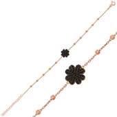 Gümüş Rose Kalpli Yonca Bayan Bileklik SL3198 thumbnail 1