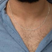 1.8 mm Gümüş Figaro Zincir - 0.50 mikron SL3341 thumbnail 4