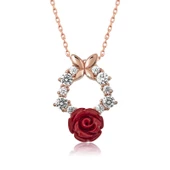 ​​Gümüş Rose Kırmızı Gül Kolye SL3199 - 1