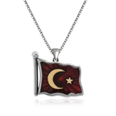 Gümüş Türk Bayrağı Kolye SL3438 - 1