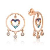 Gümüş Kalpli Halka Bayan Küpe SL3182 thumbnail 1