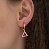 Gümüş Fosforlu Pembe Üçgen Küpe SL3394 thumbnail 2