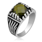 Gümüş Zeytin Yeşili Zirkon Taşlı Çocuk Erkek Yüzük T7337 thumbnail 6