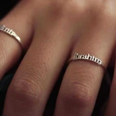 Gümüş Kişiye Özel İsim Yazılabilen Bayan Yüzük SL3196 - 2