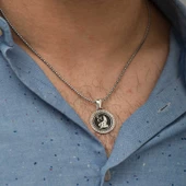 Gümüş Üç Hilal Kurt Kolye SL3477 thumbnail 5