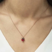 ​Gümüş Rose Çilek Figür Meyve Kolye SL3856 thumbnail 2