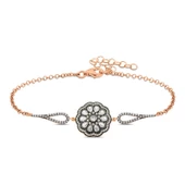 Gümüş Rose Çiçek Desenli Elmas Montür Bileklik SL3812 - 2