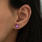 Gümüş Mor Yonca Küpe SL3759 thumbnail 2