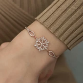 Gümüş Rose Baget Taşlı Kar Tanesi Bileklik SL3822 thumbnail 3