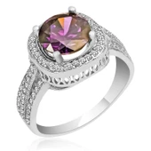 Gümüş Mor Yuvarlak Bayan Yüzük SL3963 thumbnail 6