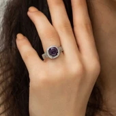 Gümüş Mor Yuvarlak Bayan Yüzük SL3963 thumbnail 5