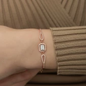 Gümüş Rose Dikdörtgen Baget Bileklik SL3709 thumbnail 2