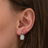 Gümüş Mengeçli Zümrüt Kesim Küpe SL3868 thumbnail 3