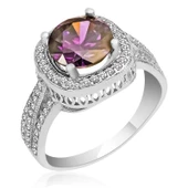 Gümüş Mor Yuvarlak Bayan Yüzük SL3963 thumbnail 1