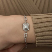 ​Gümüş Dikdörtgen Baget Bileklik SL3819 thumbnail 2