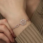 Gümüş Rose Baget Taşlı Kar Tanesi Bileklik SL3822 thumbnail 4