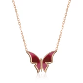 Gümüş Rose Minimal Kelebek Bayan Kolye SL4102 thumbnail 1