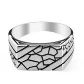 Gümüş Taş Desenli Erkek Yüzük SL3691 thumbnail 4