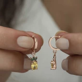 Gümüş Ananas Figür Meyve Küpe SL3862 thumbnail 4