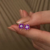 Gümüş Mor Yonca Küpe SL3759 thumbnail 3