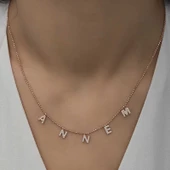 ​Gümüş Rose Annem Yazılı Bayan Kolye SL4526 thumbnail 7