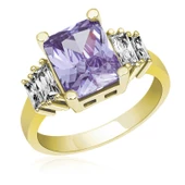 Gümüş Lila Baget Taşlı Gold Bayan Yüzük SL4465 thumbnail 1